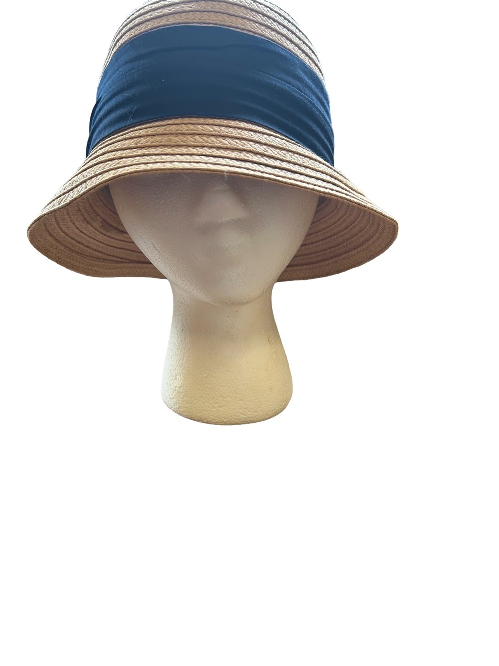Target NWOT 2013 Braided Straw Cloche Bucket Hat - Beige/Navy - Picture 4 of 6